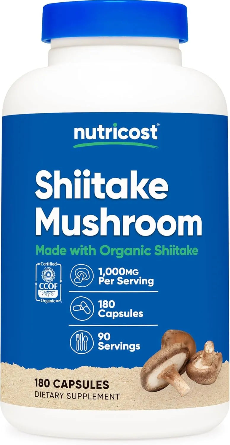 NUTRICOST - Nutricost Organic Shiitake Mushroom 1000Mg. 180 Capsulas - The Red Vitamin MX - Suplementos Alimenticios - {{ shop.shopifyCountryName }}