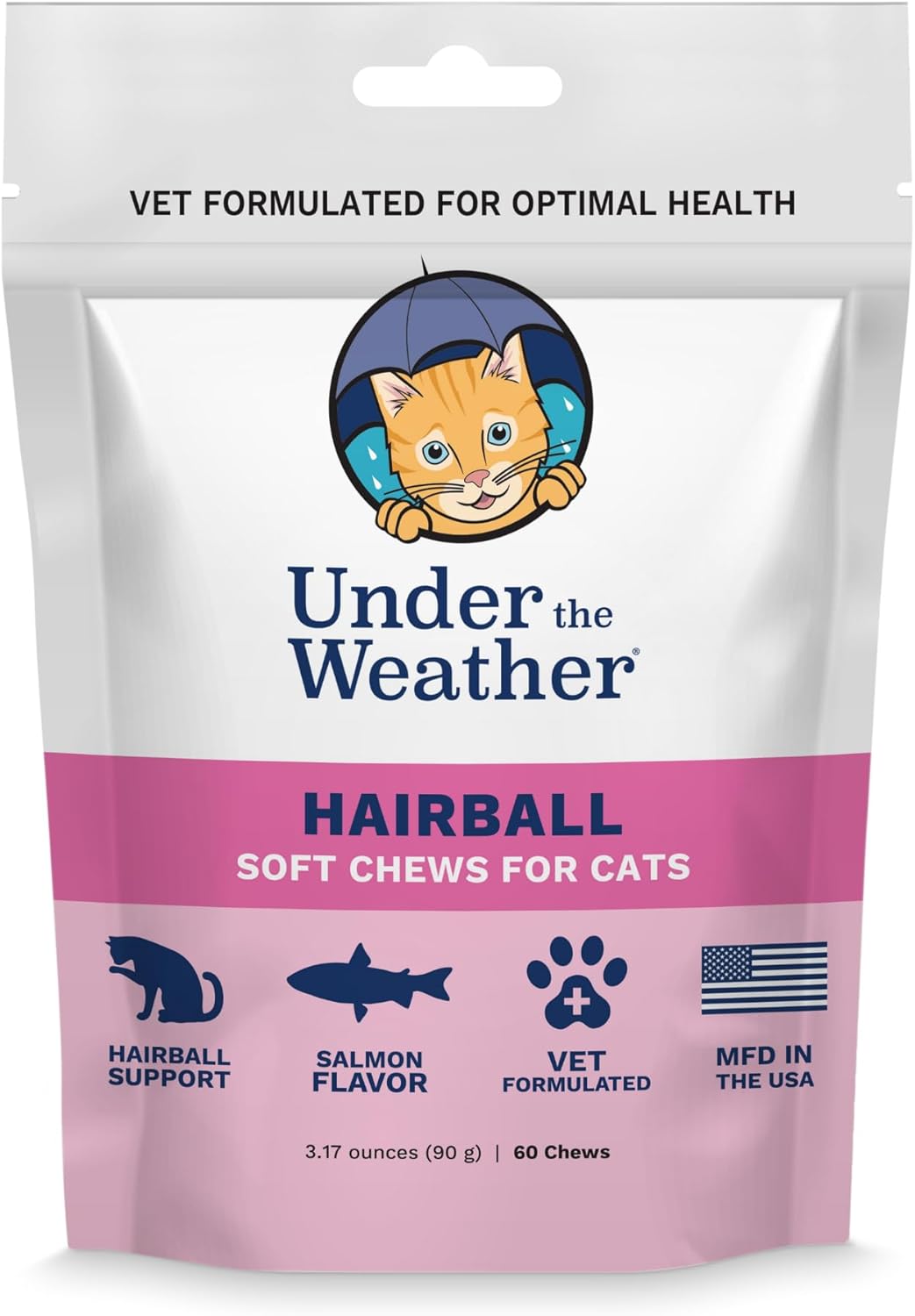 Under the Weather Pet Hairball Support for Cats 60 Masticables