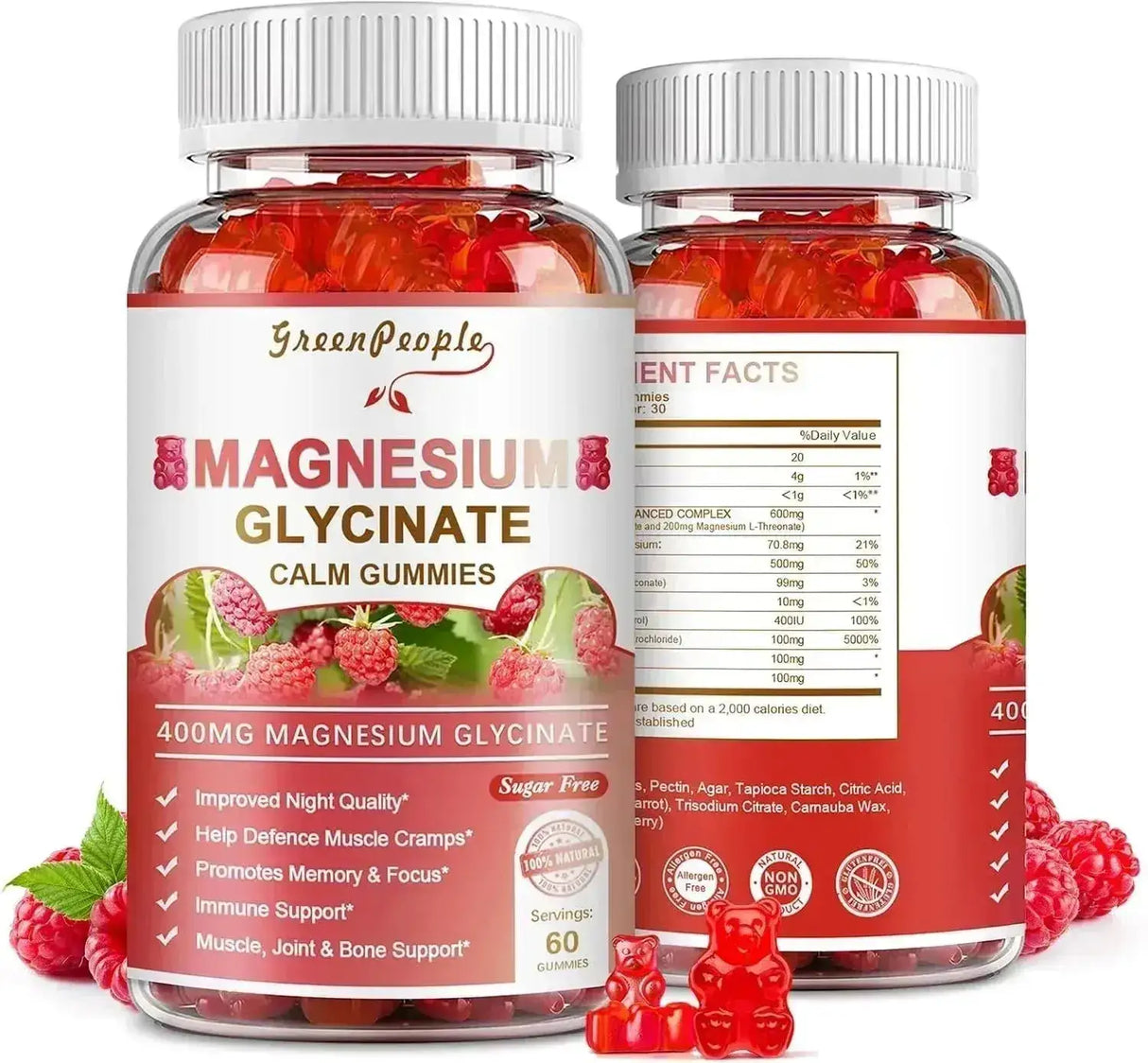 GREENPEOPLE - GreenPeople Magnesium Glycinate Gummies 400Mg. 60 Gomitas 2 Pack - The Red Vitamin MX - Suplementos Alimenticios - {{ shop.shopifyCountryName }}