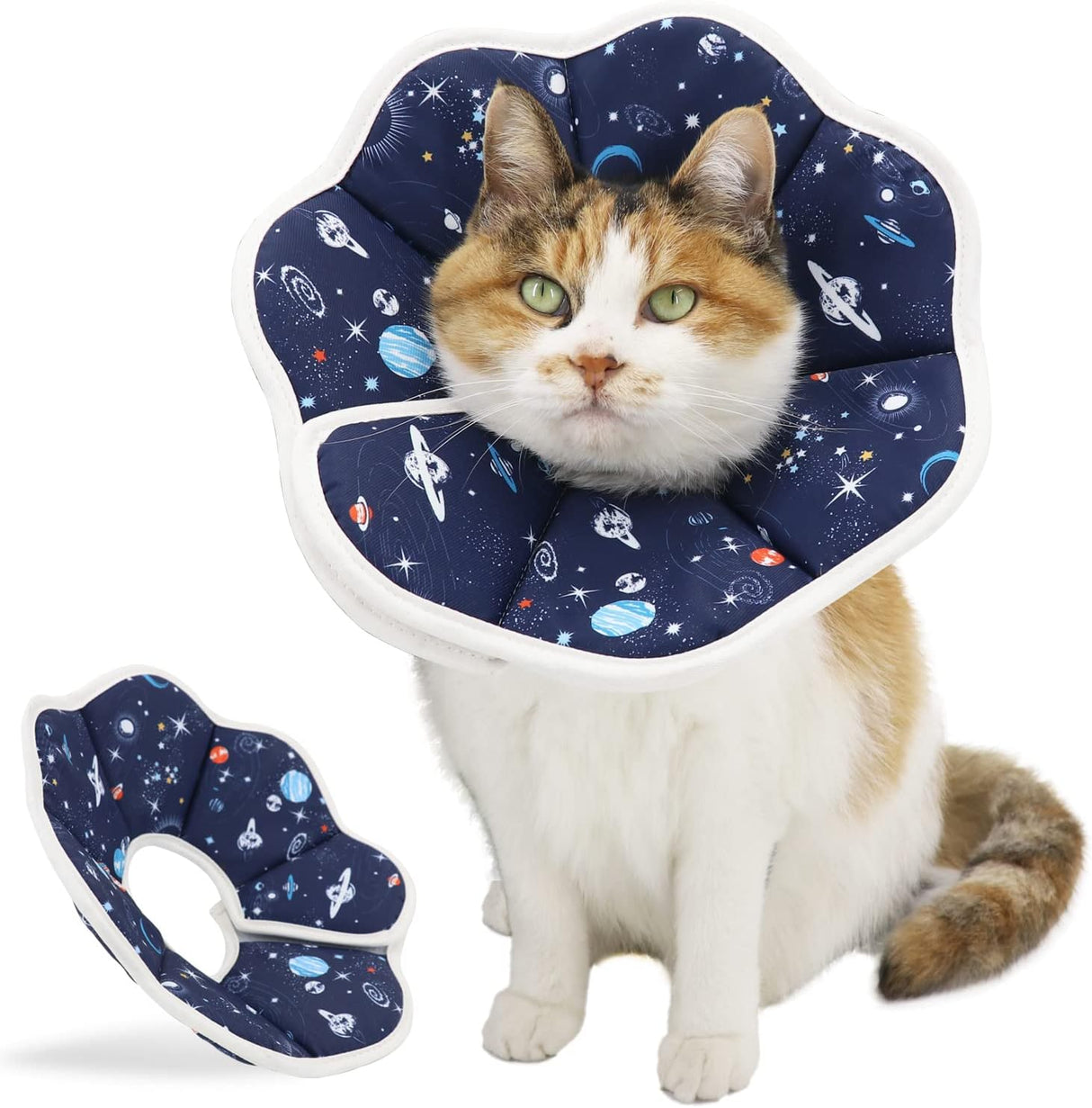 QIYADIN Soft Cat Cone Adjustable Planet Pattern Small