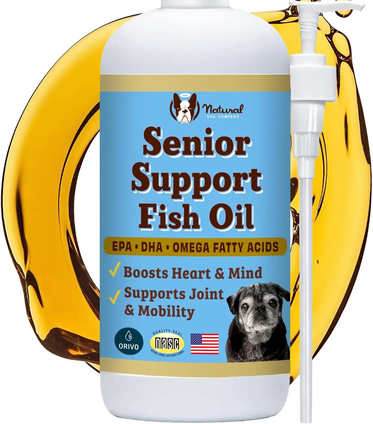 NATURAL DOG - Natural Dog Company Omega 3 Fish Oil for Senior Dogs 16 Fl.Oz. - The Red Vitamin MX - Aceite De Pescado Para Perros - {{ shop.shopifyCountryName }}