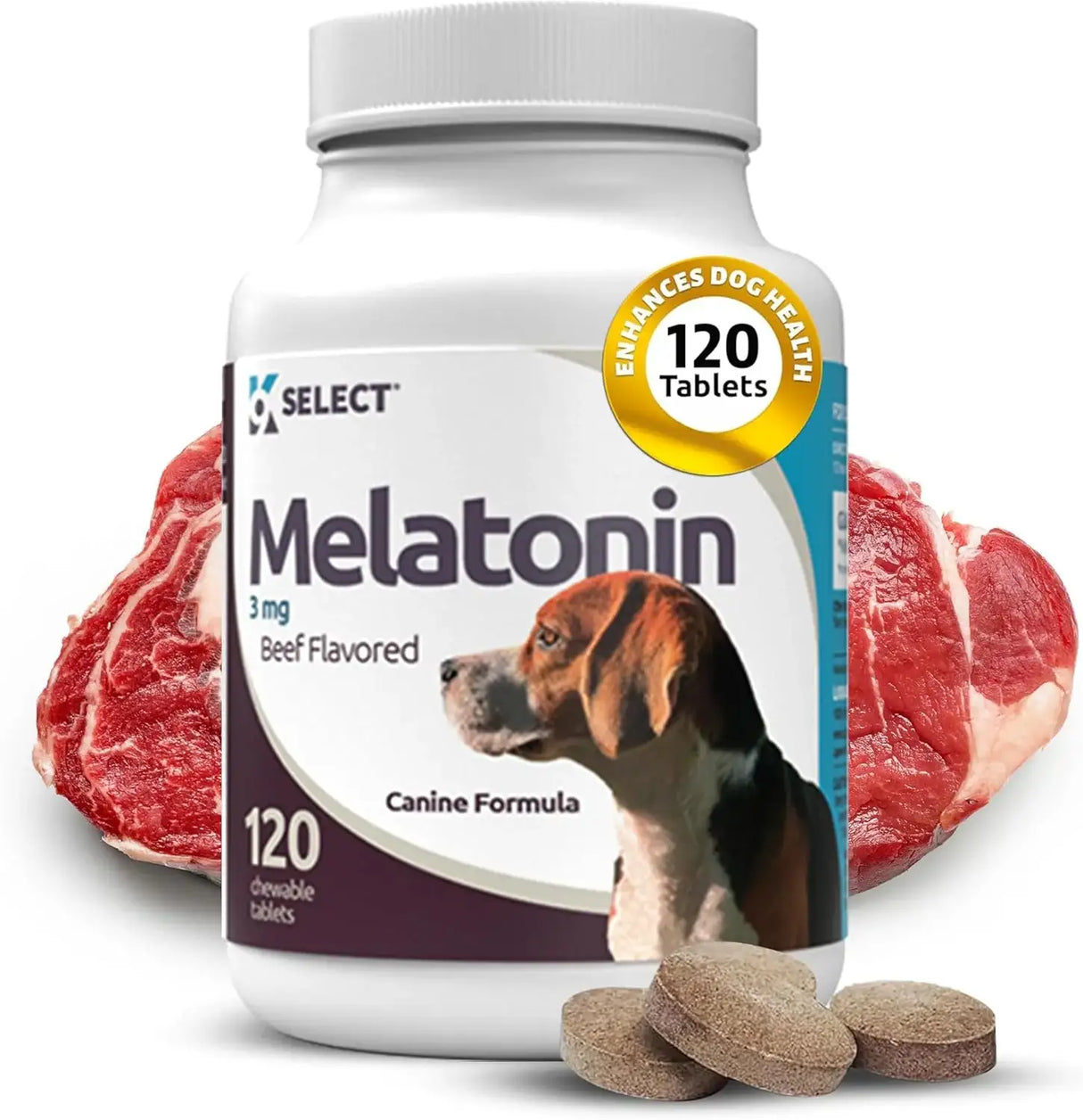 K9 SELECT - K9 Select Melatonin for Dogs Beef 3Mg. 120 Tabletas Masticables - The Red Vitamin MX - Relajantes Para Perros - {{ shop.shopifyCountryName }}