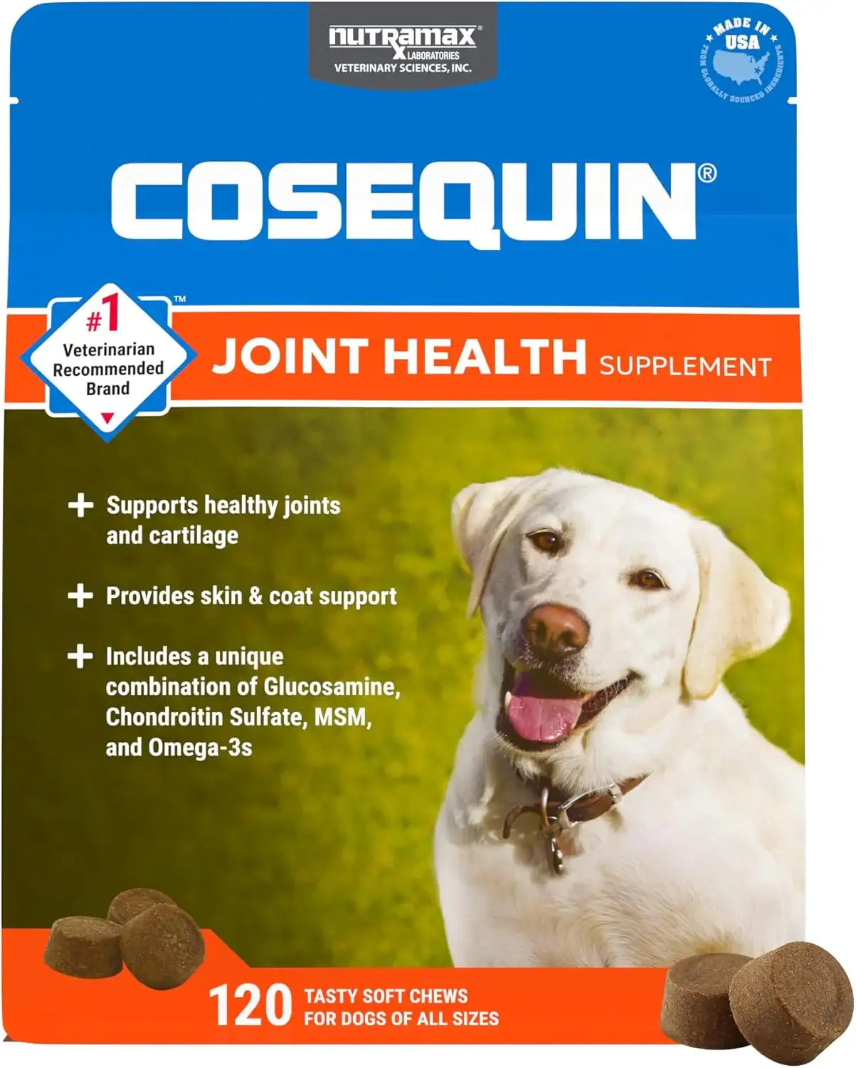 NUTRAMAX - Nutramax Cosequin Joint Health Supplement for Dogs 120 Masticables - The Red Vitamin MX - Cuidado De Cadera Y Articulaciones Para Perros - {{ shop.shopifyCountryName }}