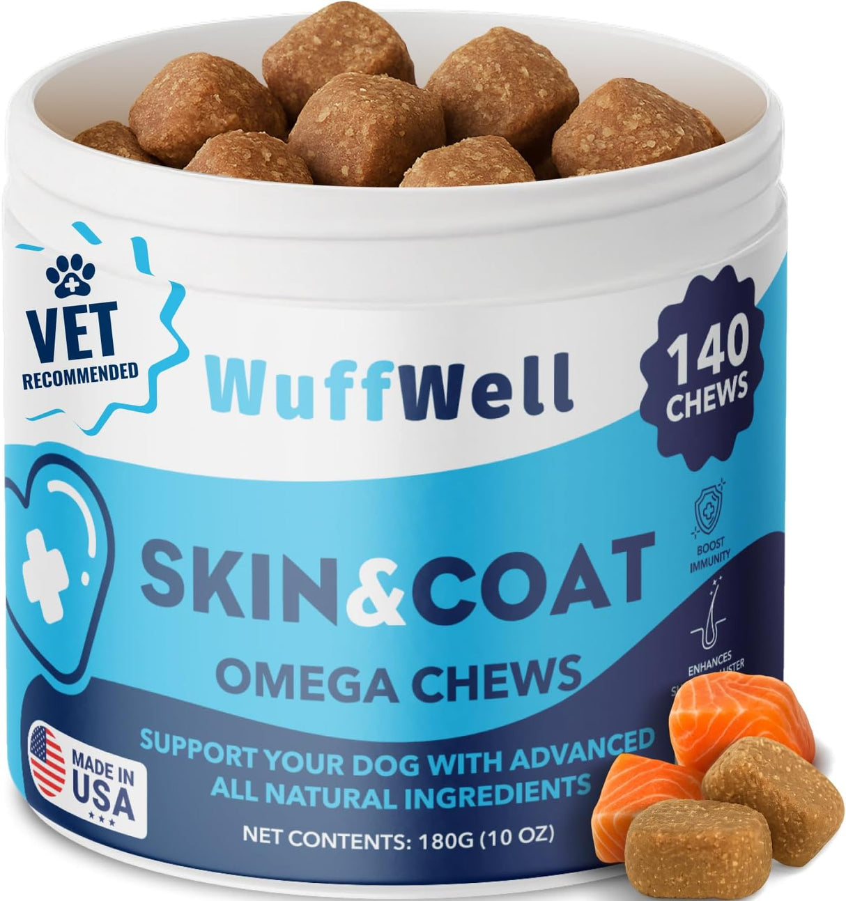 WuffWell Dog Skin and Coat 140 Masticables