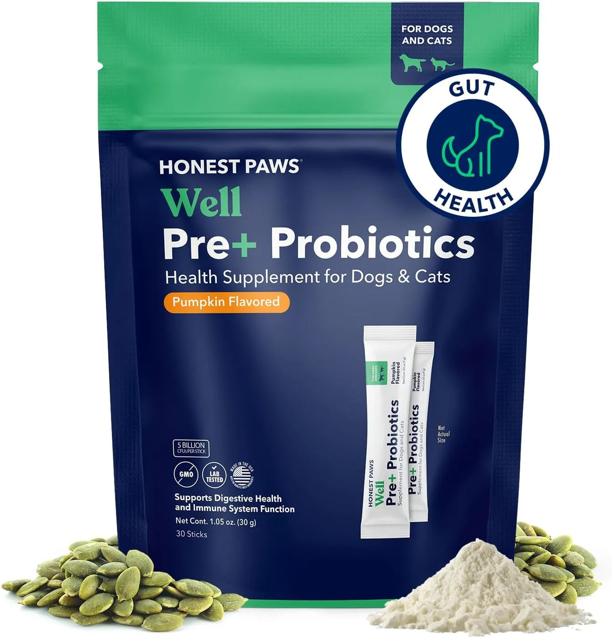 HONEST PAWS - Honest Paws Premium Probiotic Powder Pumpkin 30 Paquetes - The Red Vitamin MX - Probióticos Para Perros - {{ shop.shopifyCountryName }}