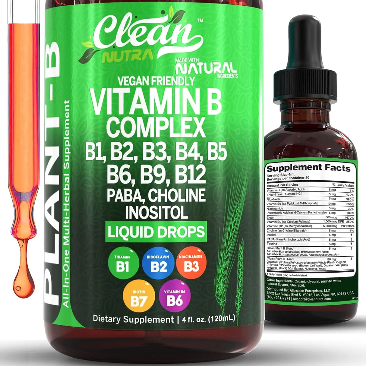 CLEAN NUTRACEUTICALS - Clean Nutraceuticals Vitamin B Complex Liquid Drops 4 Fl.Oz. - The Red Vitamin MX - Suplementos Alimenticios - {{ shop.shopifyCountryName }}