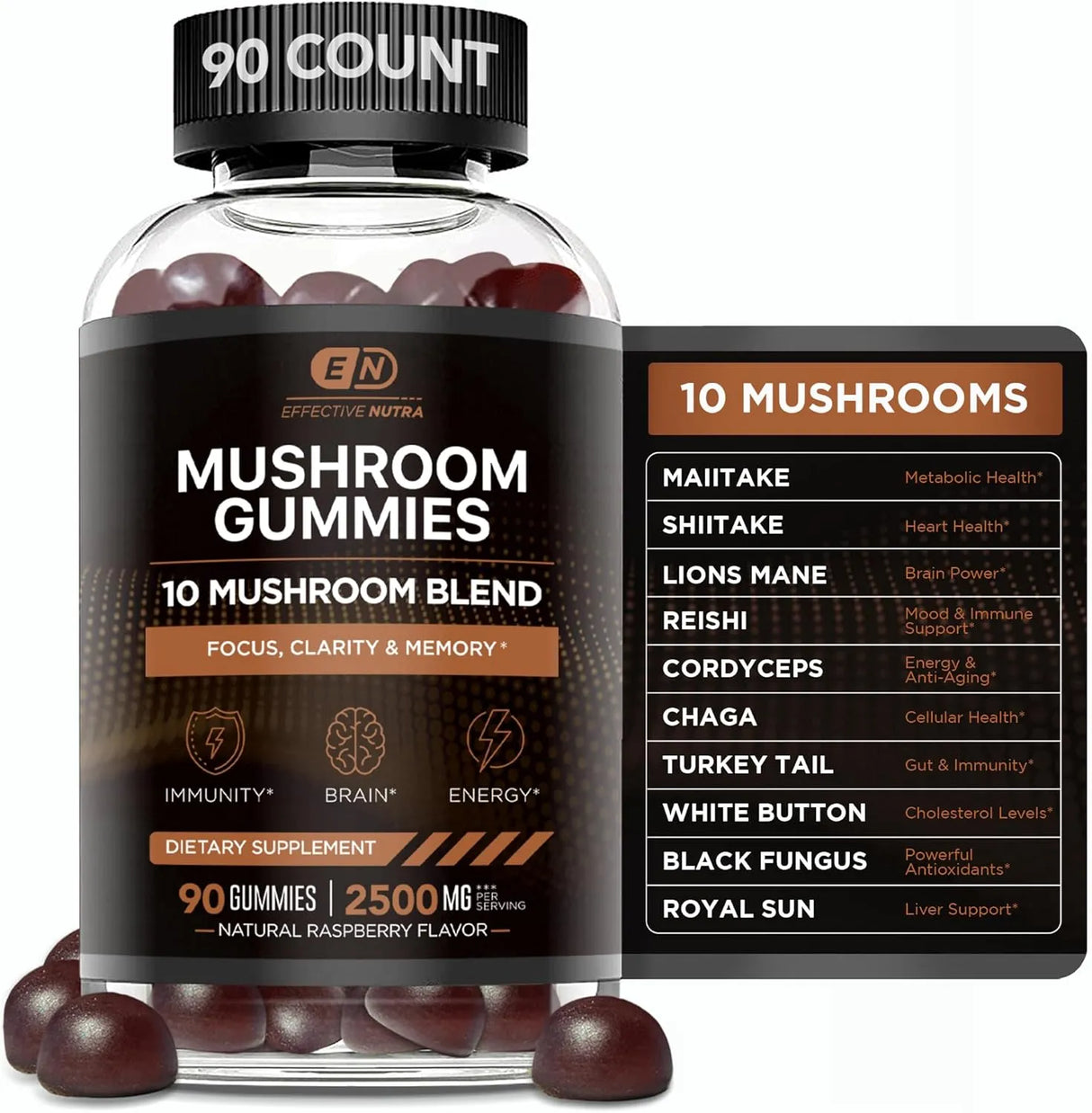 EFFECTIVE NUTRA - EFFECTIVE NUTRA Mushroom Gummies 2500Mg. 10 Blend 90 Gomitas - The Red Vitamin MX - Suplementos Alimenticios - {{ shop.shopifyCountryName }}