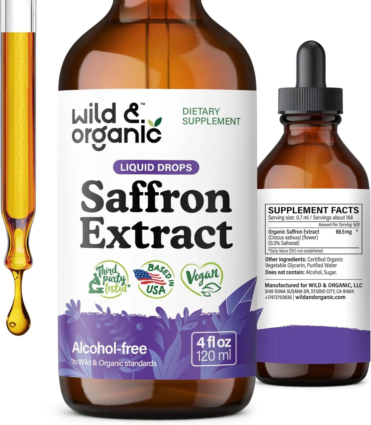 WILD & ORGANIC - Wild & Organic Saffron Tincture 88.5Mg. 4 Fl.Oz. - The Red Vitamin MX - Suplementos Alimenticios - {{ shop.shopifyCountryName }}