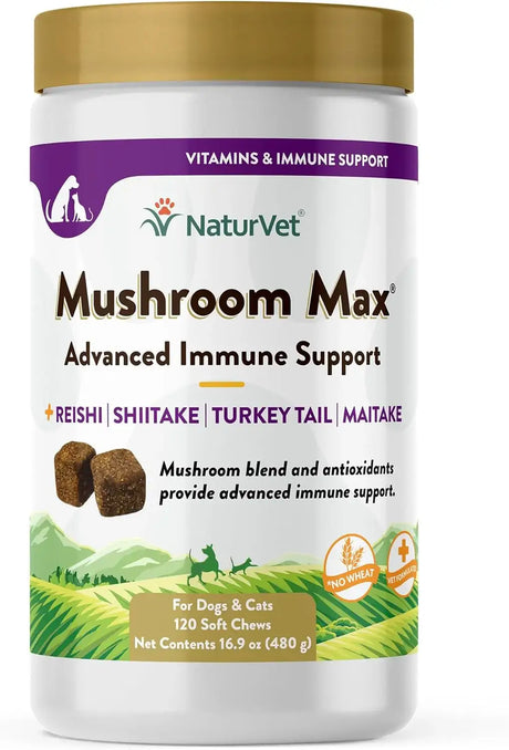 NATURVET - NaturVet Mushroom Max Advanced Immune Support Dog Supplement 120 Masticables - The Red Vitamin MX - Suplementos Herbales Para Perros - {{ shop.shopifyCountryName }}