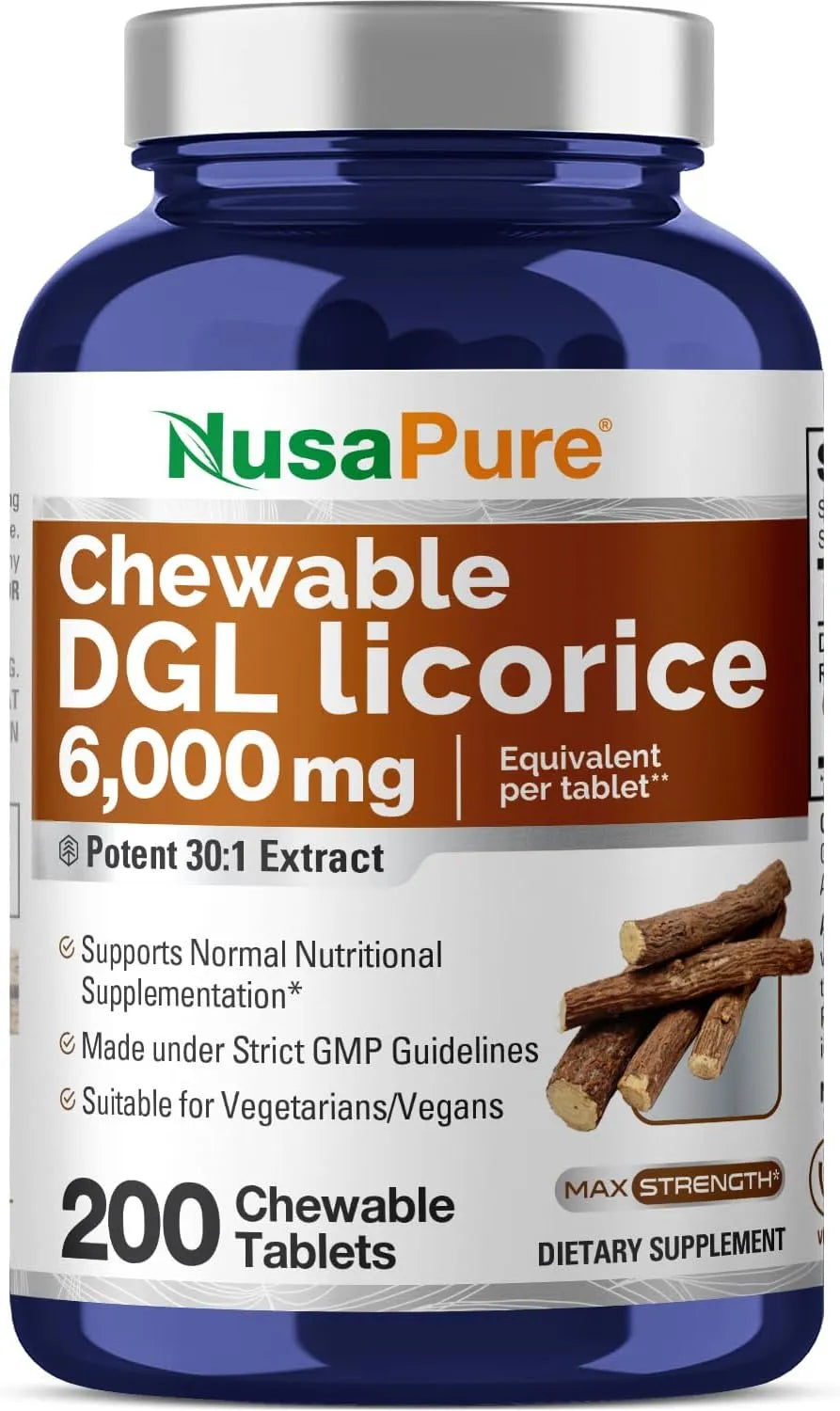 NUSAPURE - NusaPure DGL Deglycyrrhizinated Licorice 6000Mg. 200 Tabletas Masticables - The Red Vitamin MX - Suplementos Alimenticios - {{ shop.shopifyCountryName }}