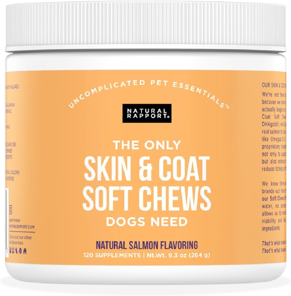 Natural Rapport Dog Skin and Coat 120 Masticables