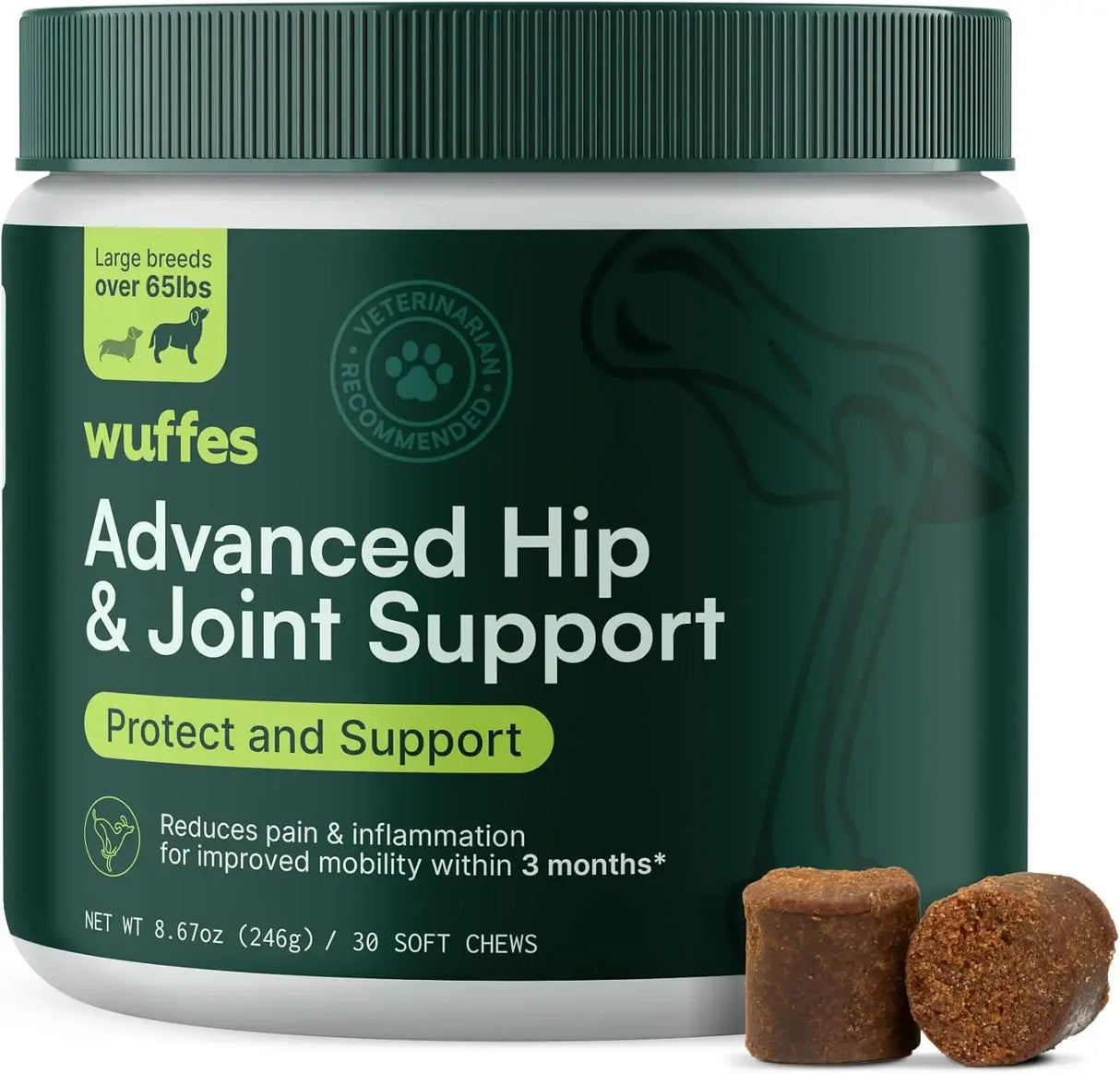 WUFFES - Wuffes Advanced Dog Hip and Joint Large Dog Breeds Pork Flavored 30 Masticables - The Red Vitamin MX - Cuidado De Cadera Y Articulaciones Para Perros - {{ shop.shopifyCountryName }}