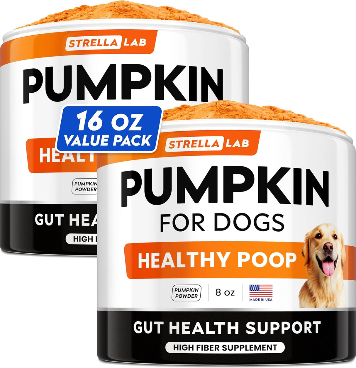 STRELLALAB Pumpkin Powder for Dogs 8 Oz. 2 Pack