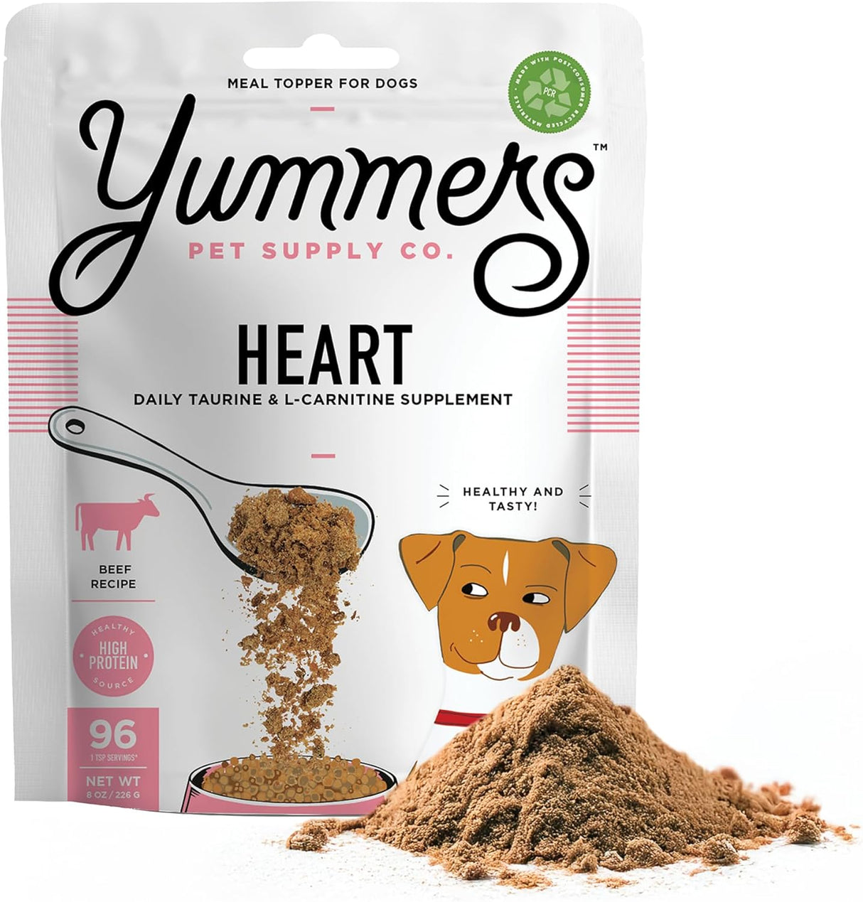 Yummers Premium Heart Supplement for Dogs 96 Servicios 226Gr.