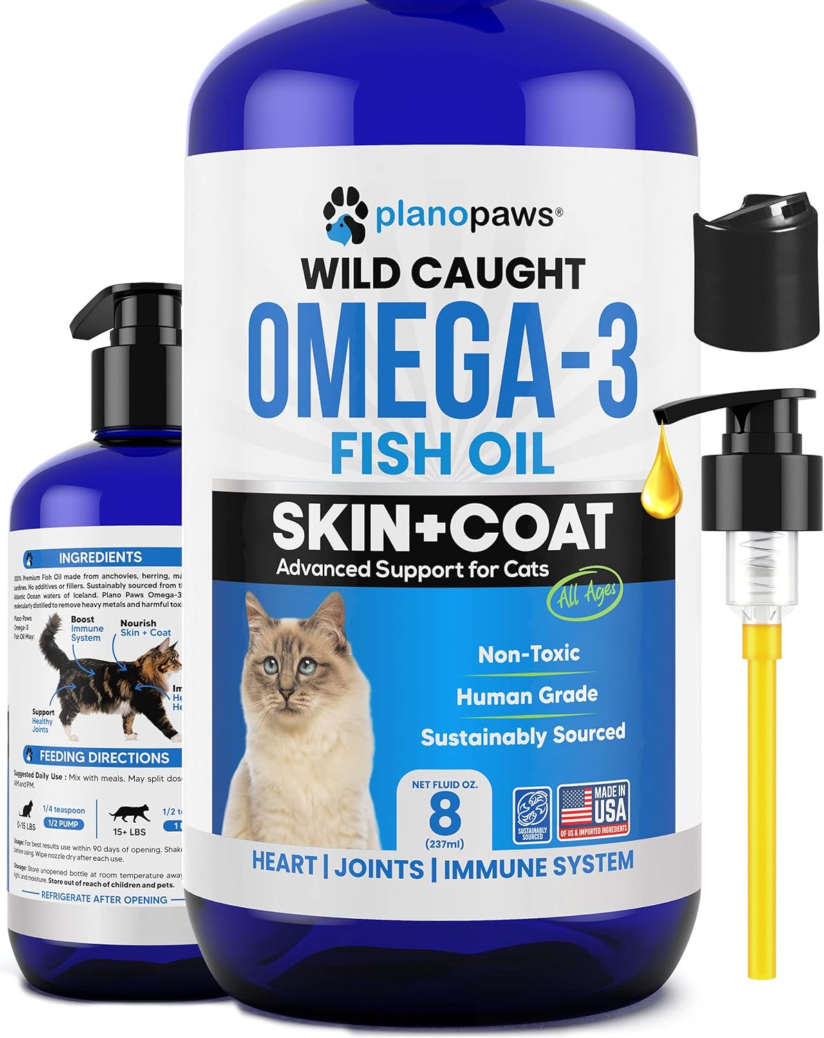 Planopaws Omega 3 Fish Oil for Cats 8 Fl.Oz.