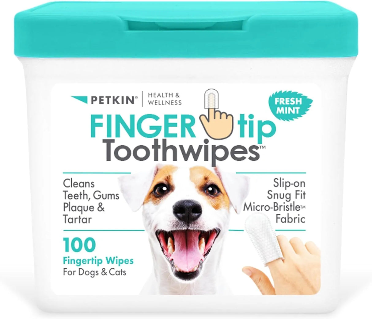 PETKIN - Petkin Fingertip Tooth Wipes for Dogs and Cats Fresh Mint 100 Toallitas - The Red Vitamin MX - Cuidado Dental Para Perros - {{ shop.shopifyCountryName }}