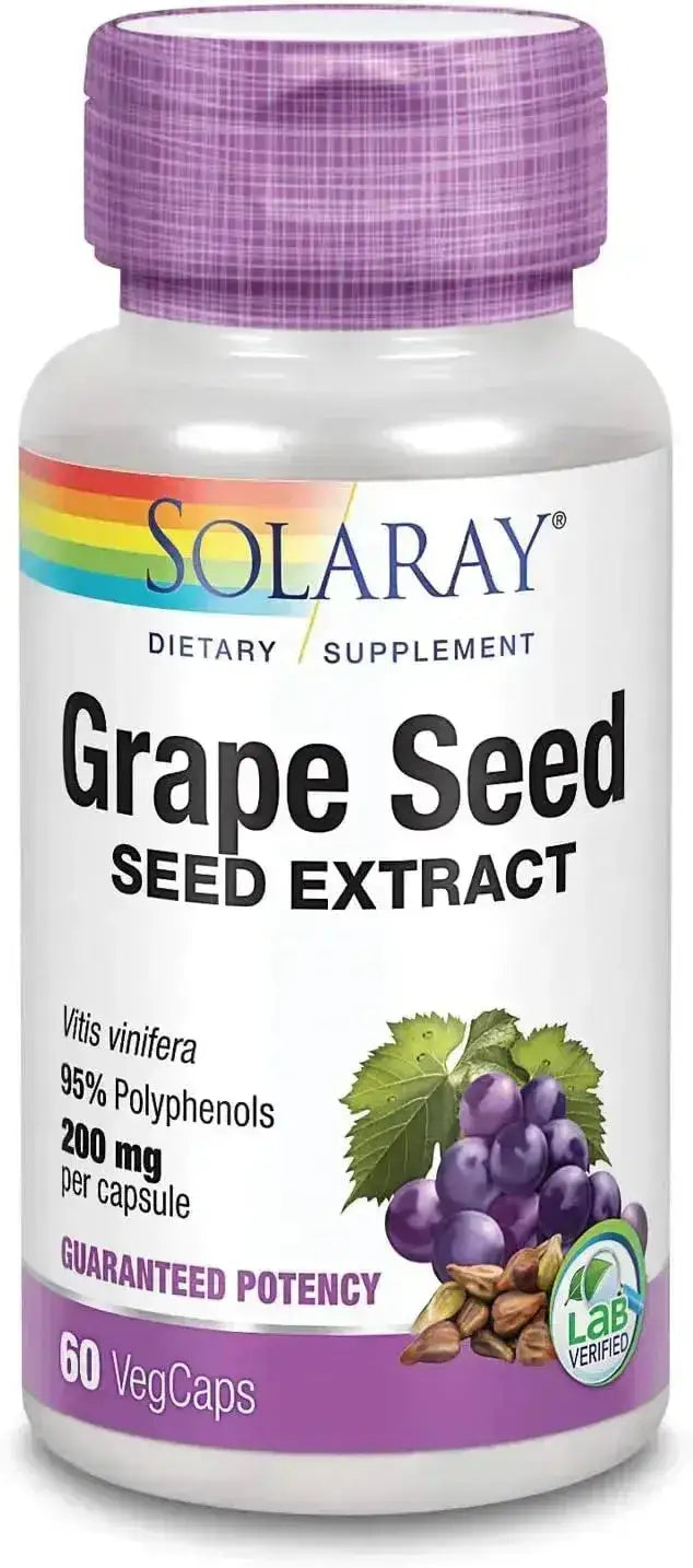 SOLARAY - Solaray Grape Seed Extract 200Mg. 60 Capsulas - The Red Vitamin MX - Suplementos Alimenticios - {{ shop.shopifyCountryName }}