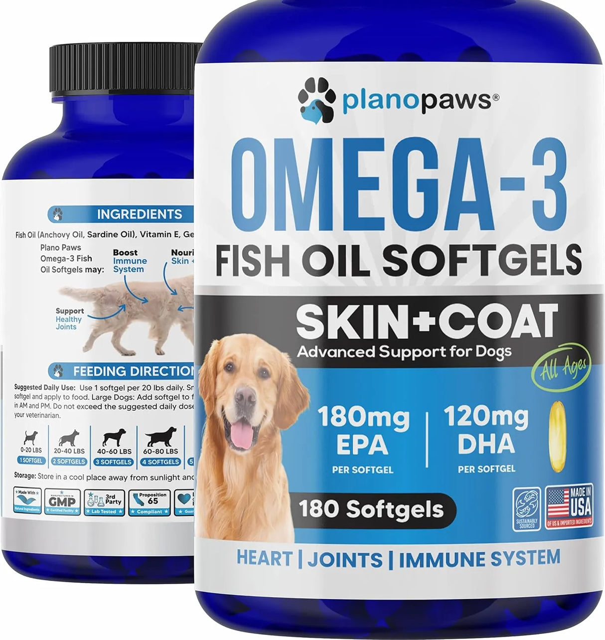 PLANOPAWS - Planopaws Omega 3 Fish Oil for Dogs 180 Capsulas Blandas - The Red Vitamin MX - Aceite De Pescado Para Perros - {{ shop.shopifyCountryName }}