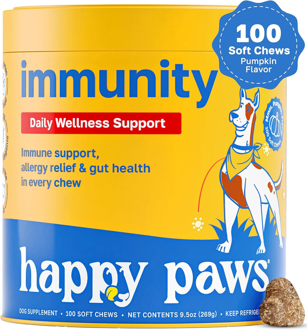 Happy Paws Immunity Daily Wellness Support for Dogs 100 Masticables
