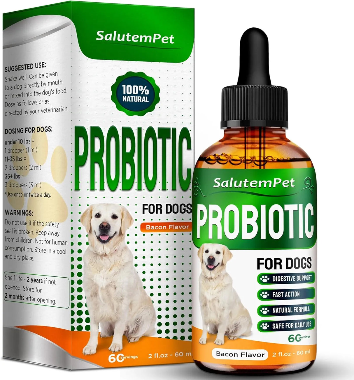 SALUTEMPET - SalutemPet Liquid Probiotics for Dogs Bacon Taste 2 Fl.Oz. - The Red Vitamin MX - Probióticos Para Perros - {{ shop.shopifyCountryName }}