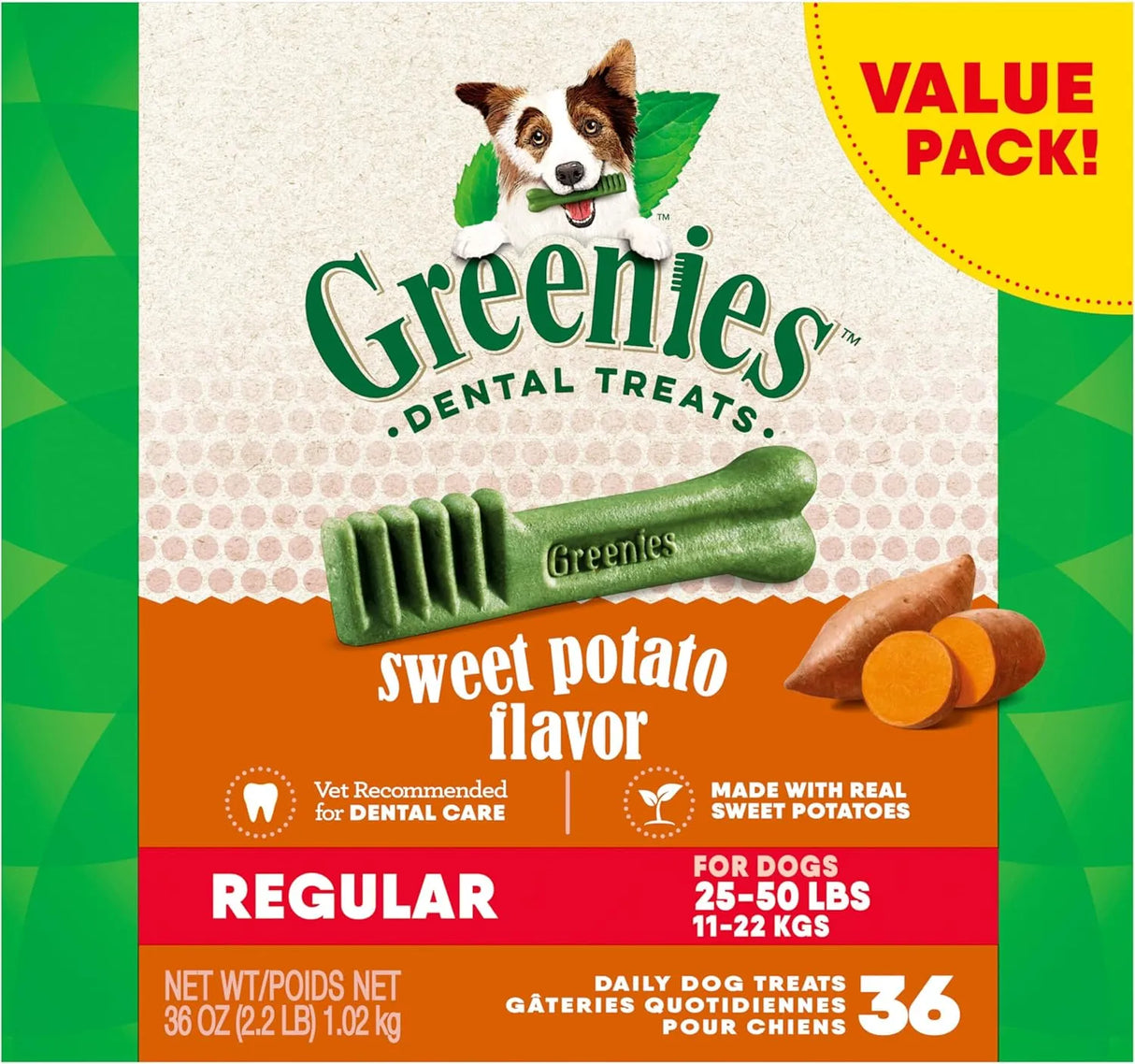 GREENIES - Greenies Regular Natural Dog Dental Treats Sweet Potato Flavor 36 Piezas - The Red Vitamin MX - Cuidado Dental Para Perros - {{ shop.shopifyCountryName }}