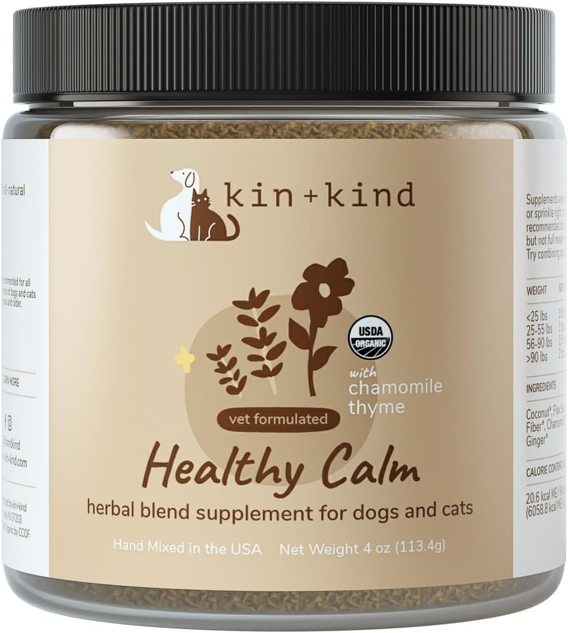 kin+kind Healthy Calm Supplement for Dogs & Cats 113Gr.