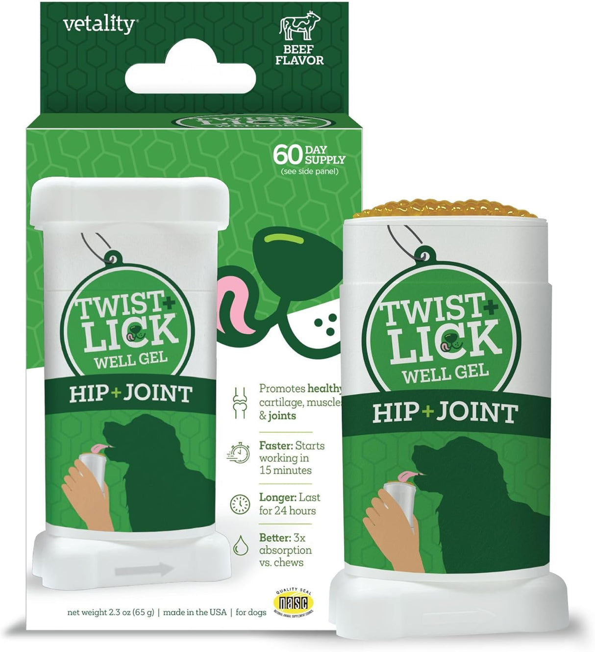 Vetality Twist + Lick Well Gel Hip & Joint for Dogs 2.3 Oz.