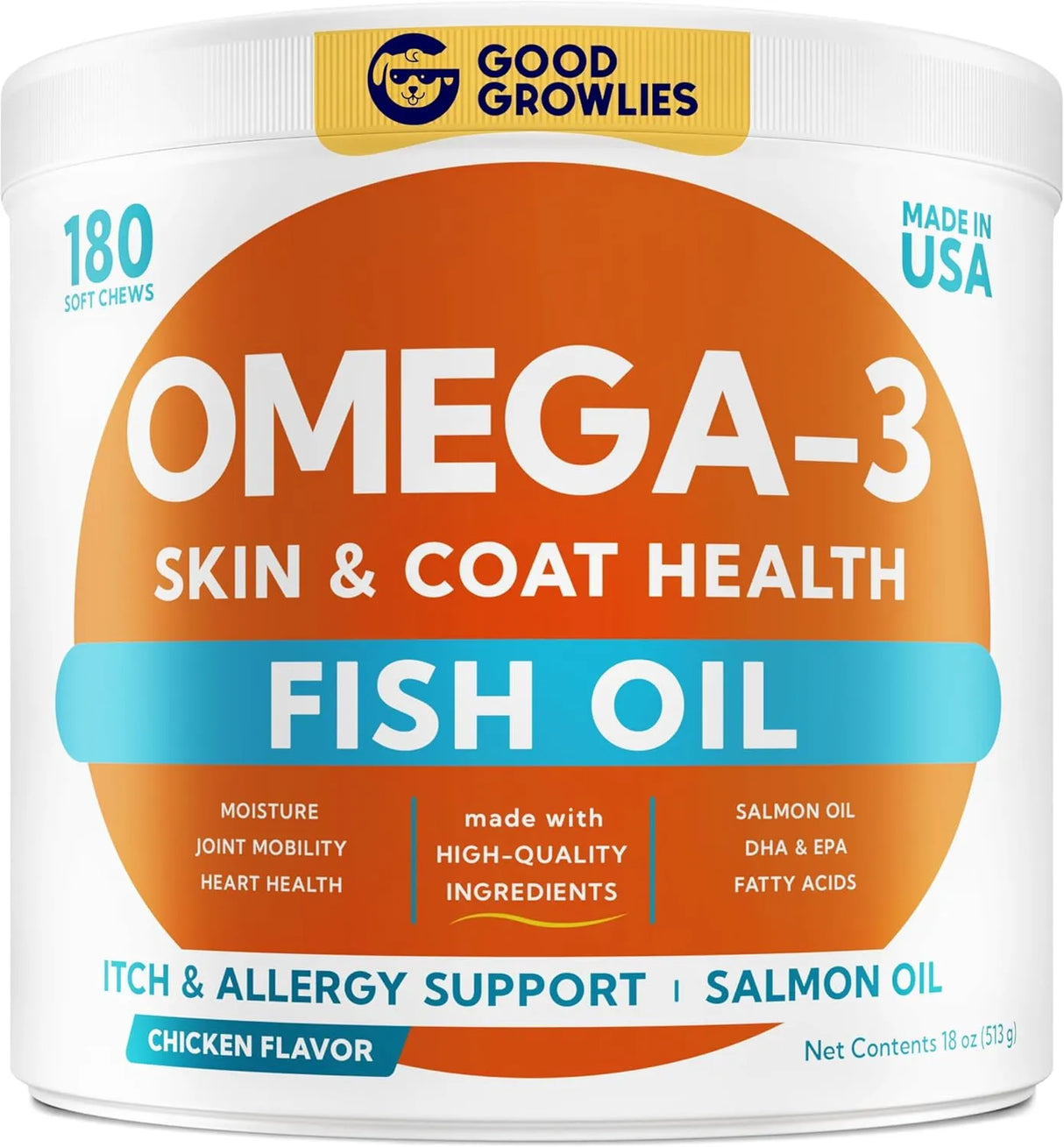 GOODGROWLIES - GOODGROWLIES Omega 3 Fish Oil for Dogs Chicken Flavor 180 Masticables - The Red Vitamin MX - Aceite De Pescado Para Perros - {{ shop.shopifyCountryName }}