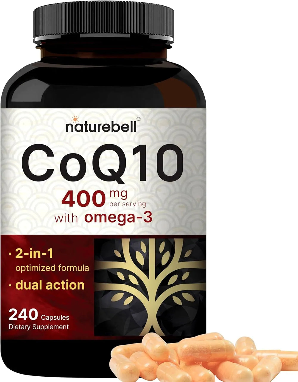 NATUREBELL - NatureBell CoQ10 400Mg. with Omega 3 240 Capsulas - The Red Vitamin MX - Suplementos Alimenticios - {{ shop.shopifyCountryName }}