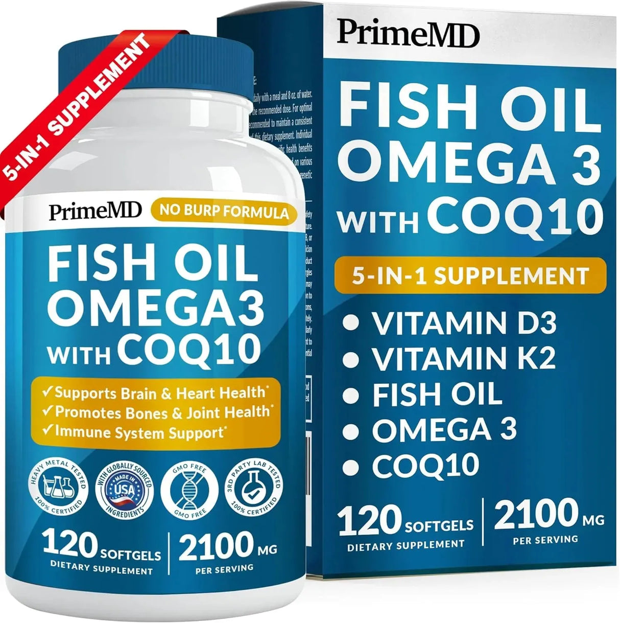 PRIMEMD - PrimeMD 5-in-1 Fish Oil Omega 3 2100Mg. 120 Capsulas Blandas - The Red Vitamin MX - Suplementos Alimenticios - {{ shop.shopifyCountryName }}