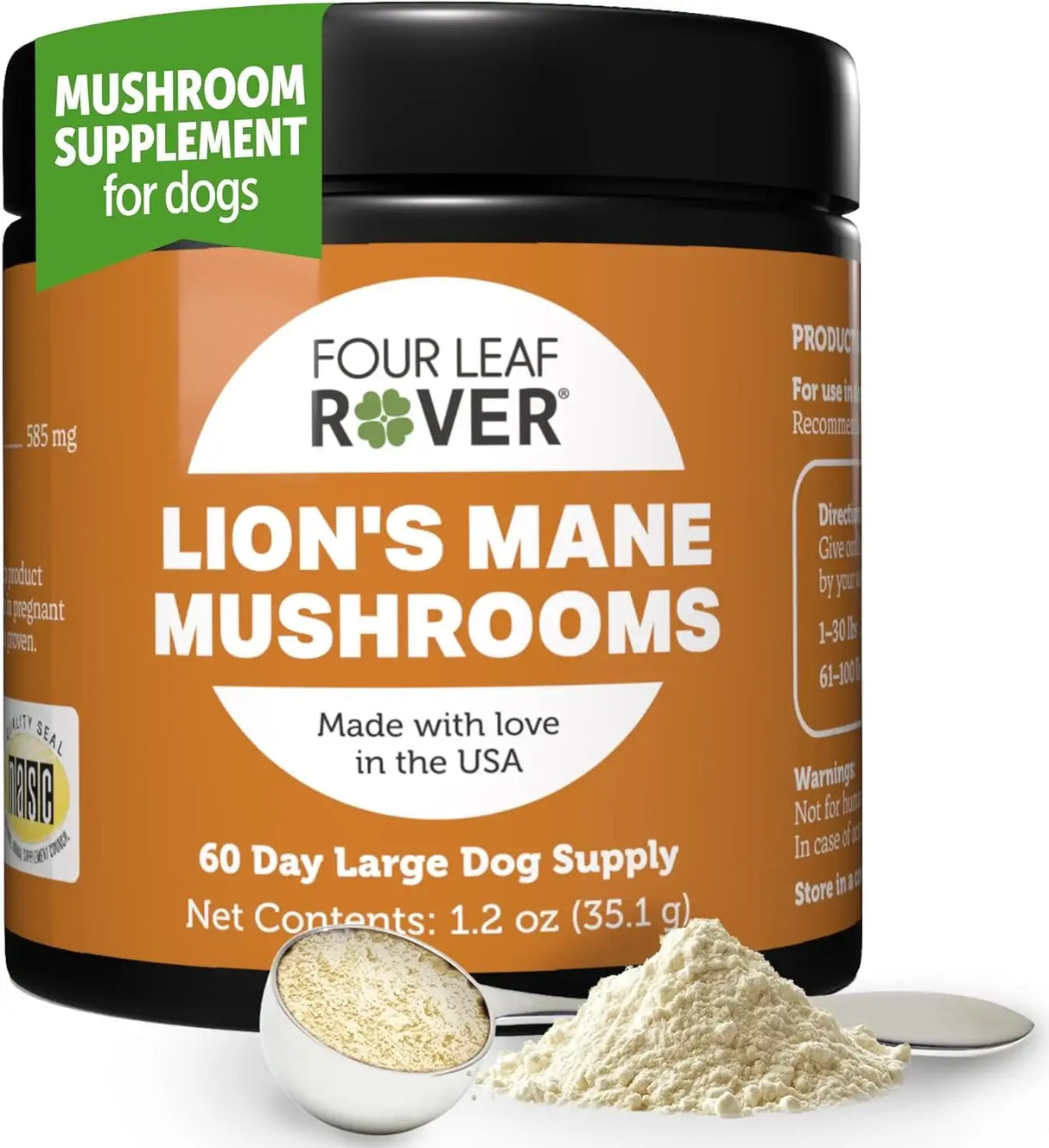 FOUR LEAF ROVER - FOUR LEAF ROVER Lion's Mane Mushrooms for Dogs 35Gr. - The Red Vitamin MX - Suplementos Herbales Para Perros - {{ shop.shopifyCountryName }}
