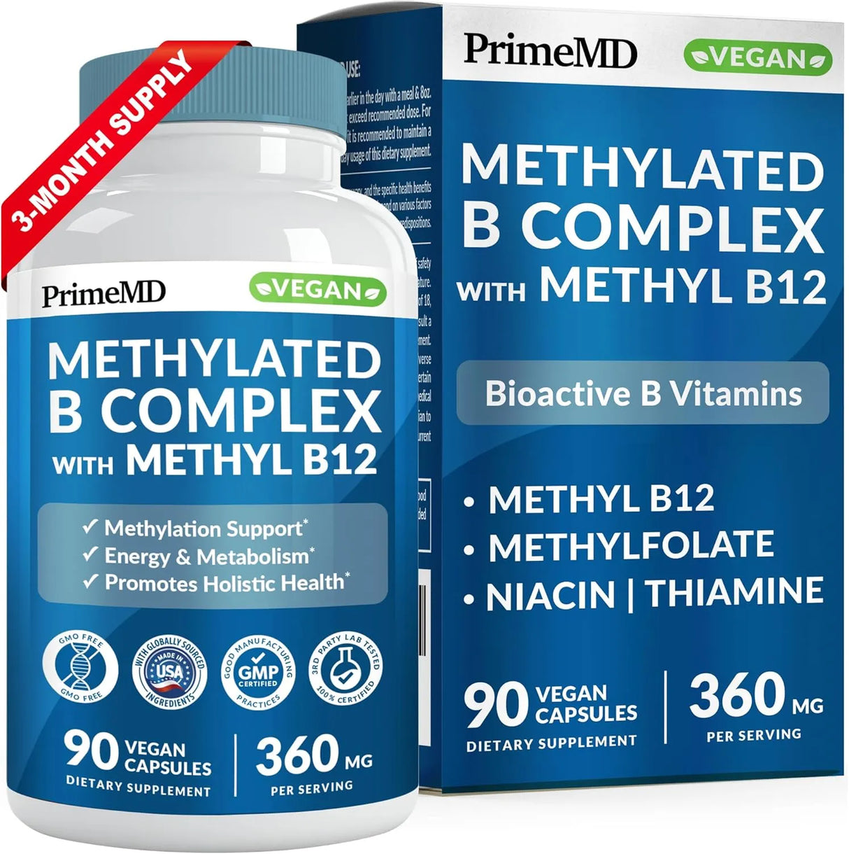 PRIMEMD - PrimeMD Methylated B Complex 90 Capsulas - The Red Vitamin MX - Suplementos Alimenticios - {{ shop.shopifyCountryName }}