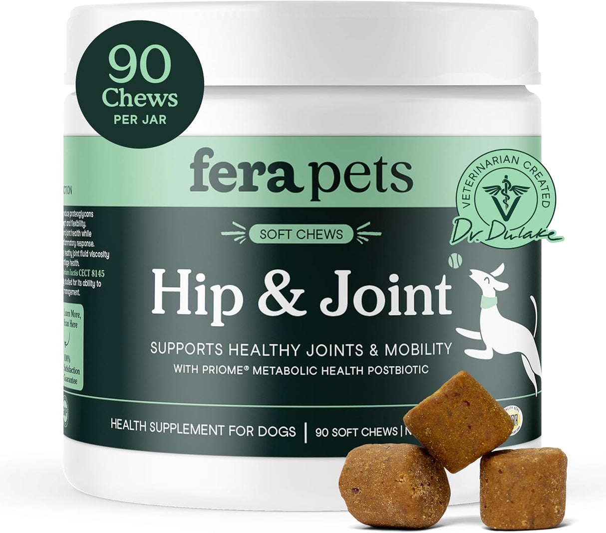 Fera Pet Organics Hip and Joint Supplement for Dogs 90 Masticables