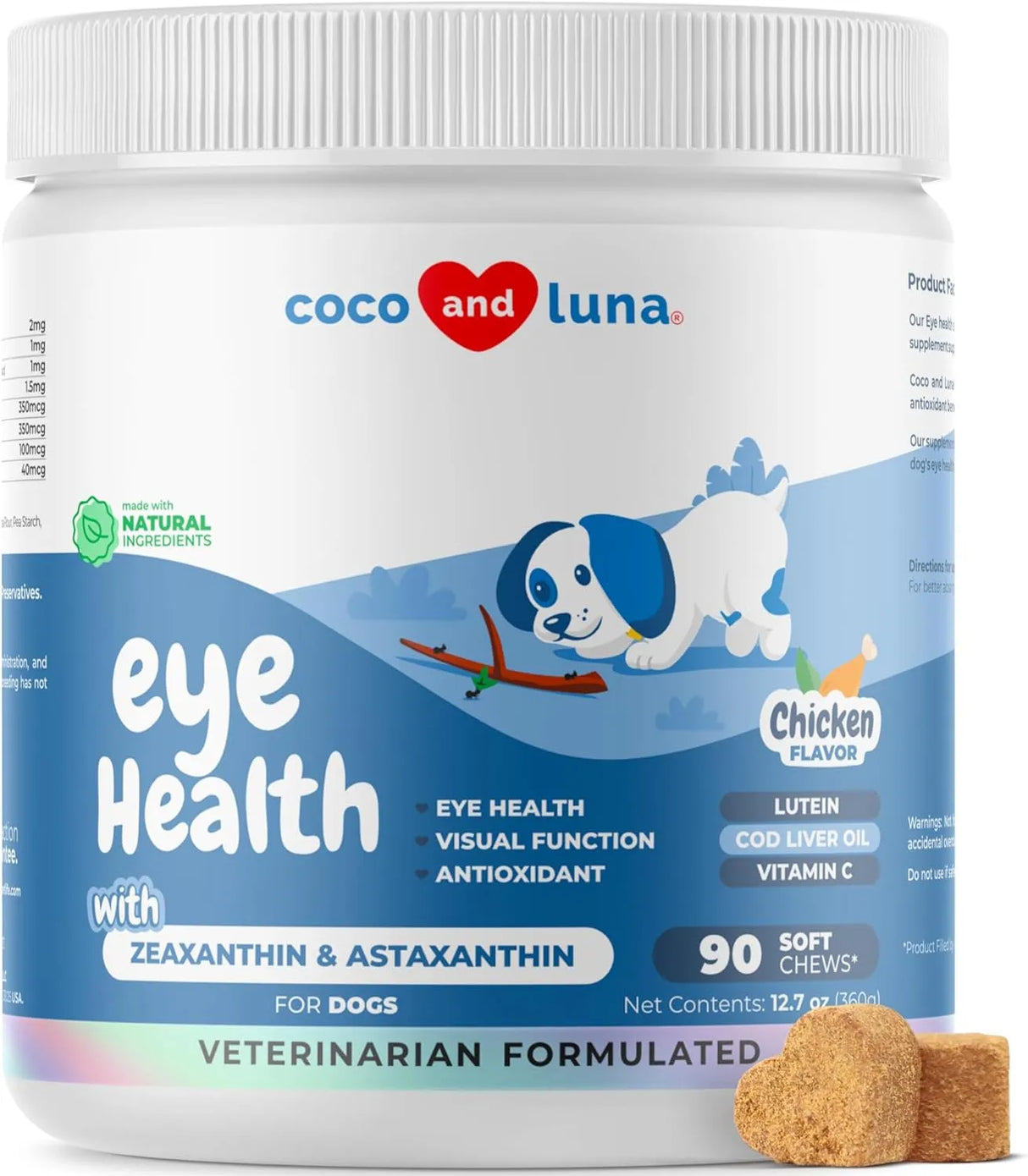 COCO AND LUNA - Coco and Luna Eye Support for Dogs 90 Masticables - The Red Vitamin MX - Cuidado De Los Ojos De Los Perros - {{ shop.shopifyCountryName }}