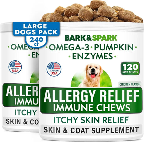 BARK&SPARK - BARK&SPARK Dog Allergy Relief Chews Chicken 120 Masticables 2 Pack - The Red Vitamin MX - Remedios Para La Picazón De Perros - {{ shop.shopifyCountryName }}