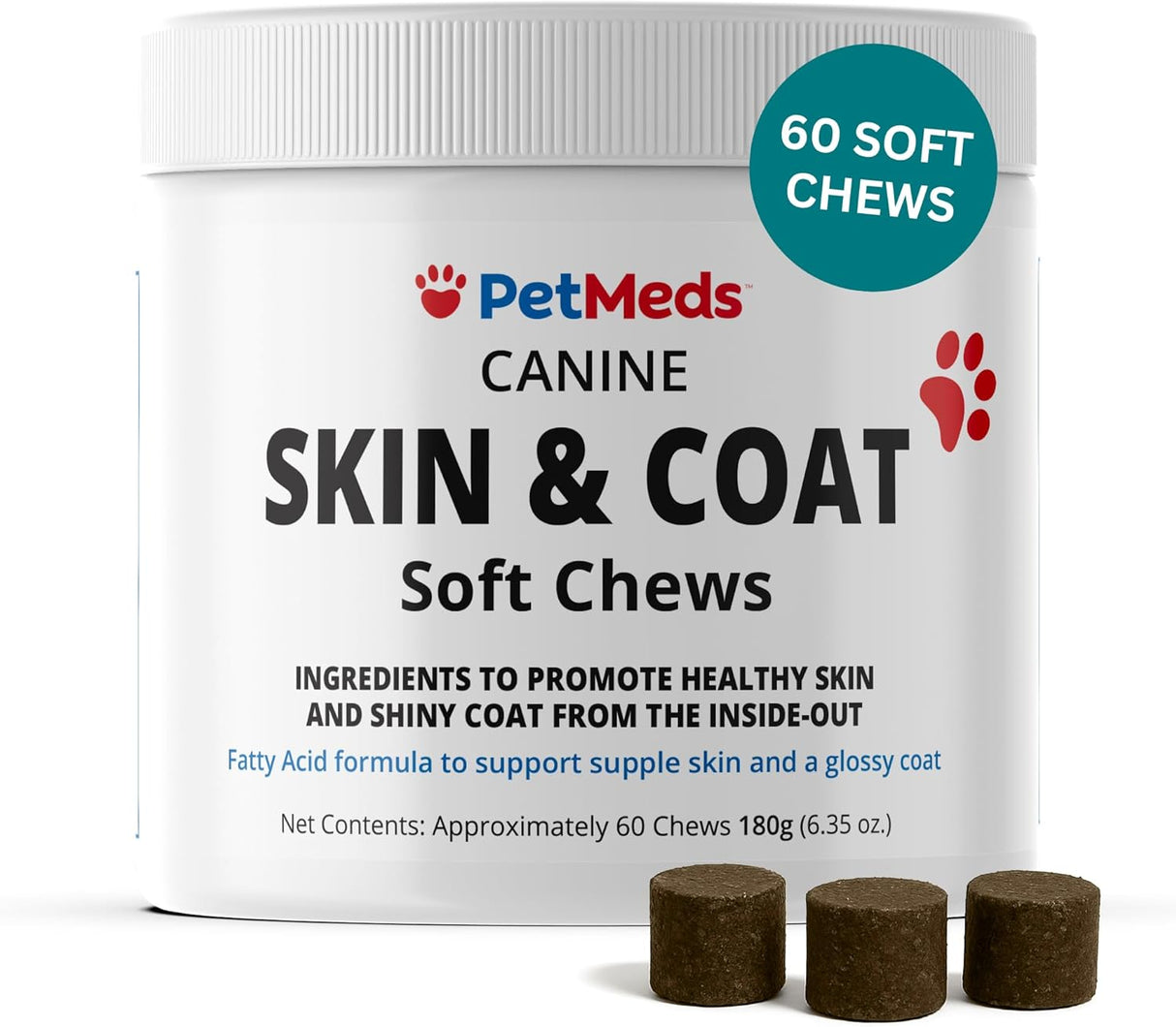PetMeds Skin & Coat Chews for Dogs 60 Masticables