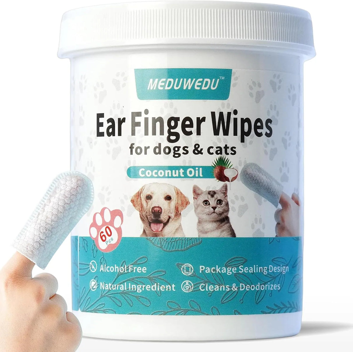 MEDUWEDU - MEDUWEDU Ear Cleaner Finger Wipes Coconut Scent 60 Toallitas - The Red Vitamin MX - Cuidado Del Oído De Perros - {{ shop.shopifyCountryName }}