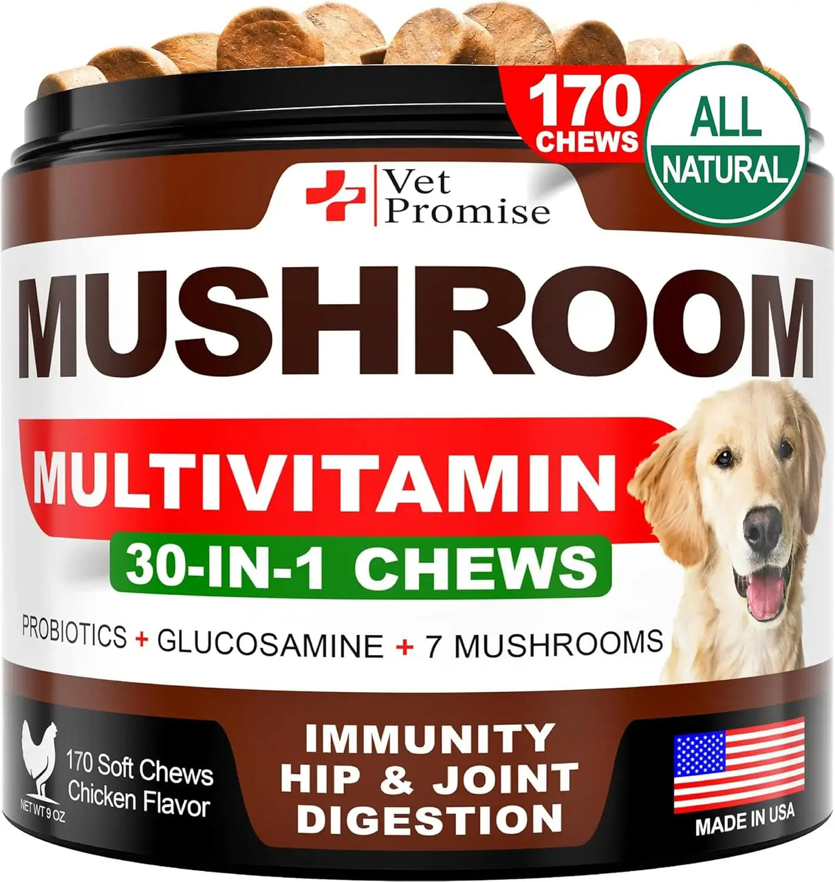 VET PROMISE - Vet Promise Mushroom for Dogs 170 Masticables - The Red Vitamin MX - Suplementos Herbales Para Perros - {{ shop.shopifyCountryName }}