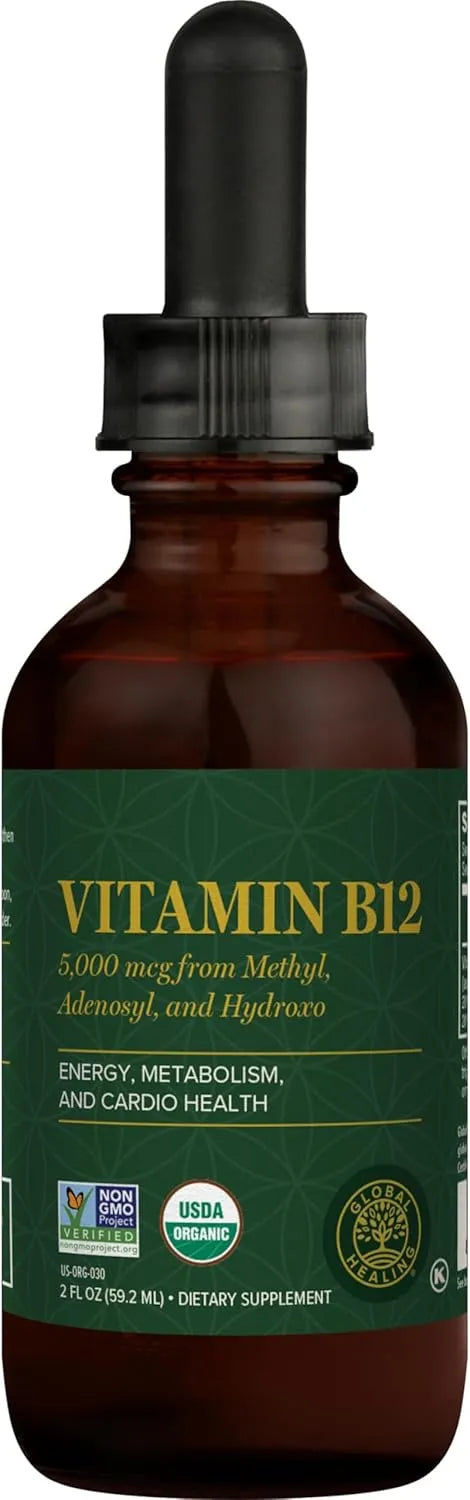 GLOBAL HEALING CENTER - Global Healing Organic Vitamin B12 5000 MCG Sublingual Liquid 2 Fl.Oz. - The Red Vitamin MX - Suplementos Alimenticios - {{ shop.shopifyCountryName }}