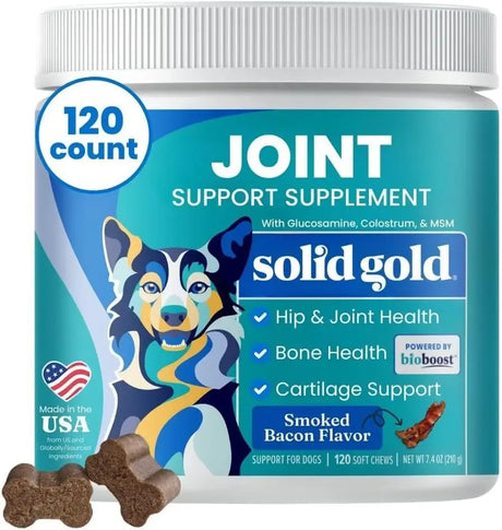 SOLID GOLD - Solid Gold Hip and Joint Supplement for Dogs 120 Masticables - The Red Vitamin MX - Cuidado De Cadera Y Articulaciones Para Perros - {{ shop.shopifyCountryName }}