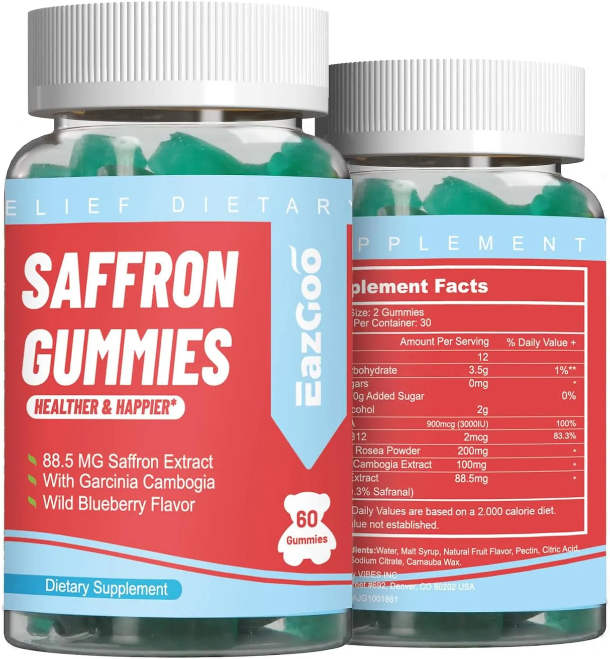 EAZGOO - EAZGOO Saffron Gummies 60 Gomitas 2 Pack - The Red Vitamin MX - Suplementos Alimenticios - {{ shop.shopifyCountryName }}