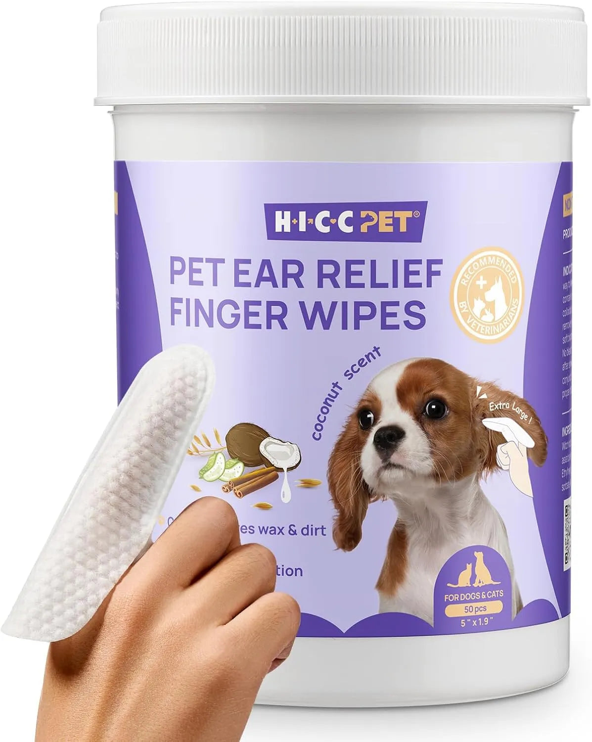 HICC PET - HICC PET Dog Ear Wipes Finger Fresh Coconut Scent 50 Toallitas - The Red Vitamin MX - Cuidado Del Oído De Perros - {{ shop.shopifyCountryName }}