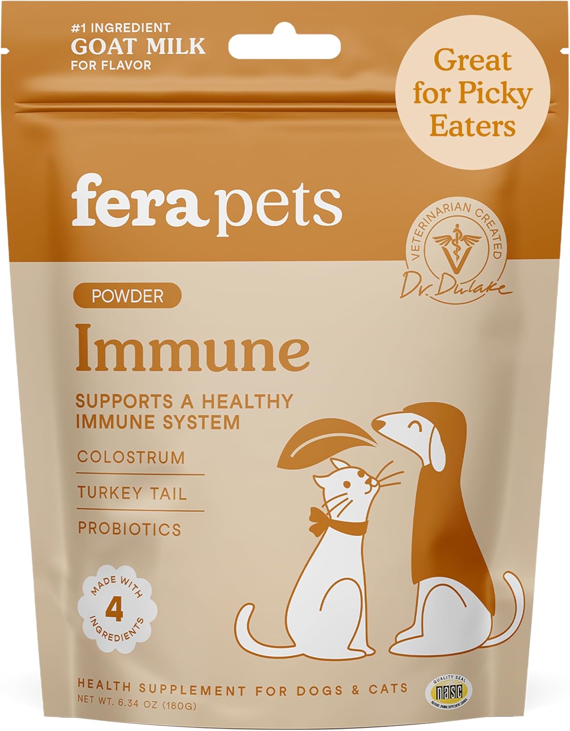 Fera Pet Organics Immune Goat Milk Cat & Dog 60 Servicios 180Gr.