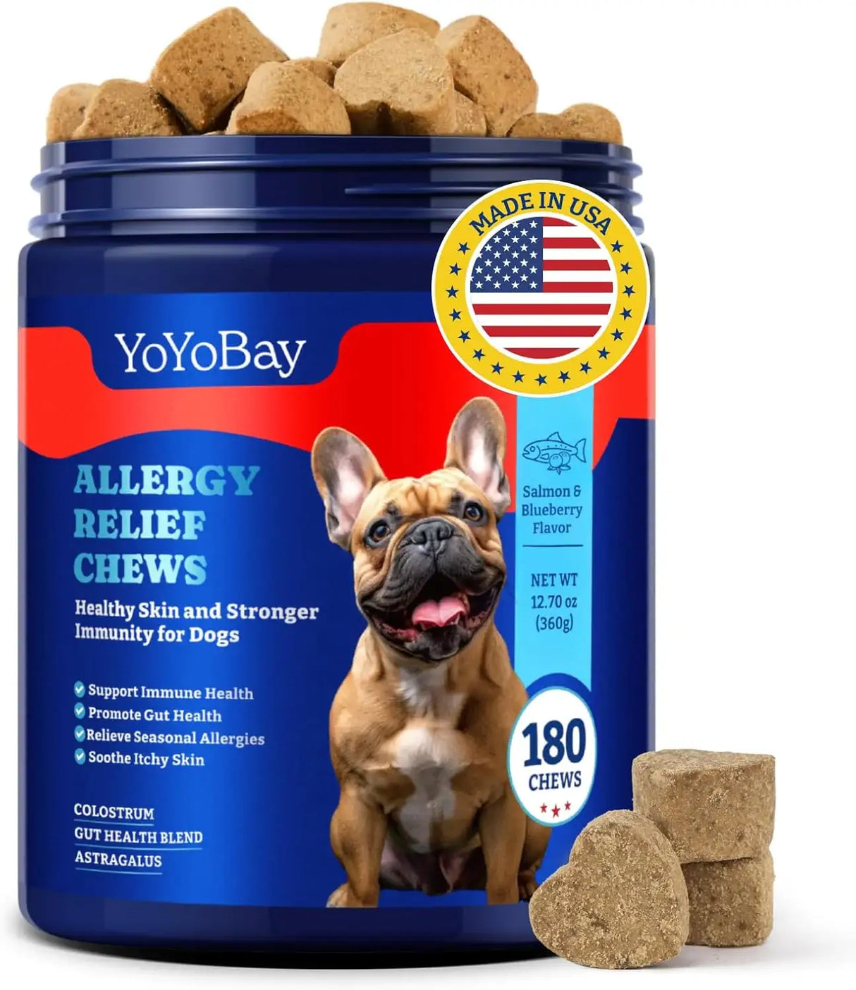 YOYOBAY - YoYoBay Dog Allergy Relief Chews Salmon & Blueberry 180 Masticables - The Red Vitamin MX - Remedios Para La Picazón De Perros - {{ shop.shopifyCountryName }}