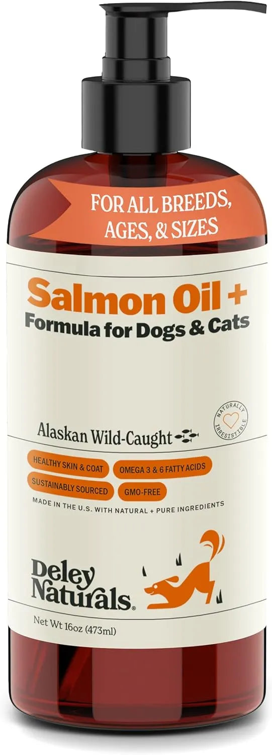 DELEY NATURALS - Deley Naturals Wild Alaskan Salmon Oil for Dogs 16 Fl.Oz. - The Red Vitamin MX - Aceite De Pescado Para Perros - {{ shop.shopifyCountryName }}