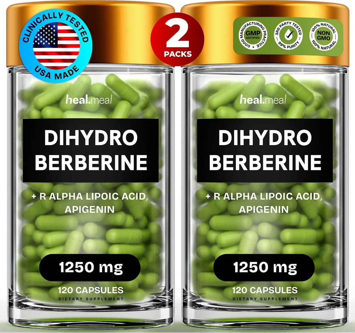 HEALMEAL - HealMeal Dihydroberberine 1,250Mg. 120 Capsulas 2 Pack - The Red Vitamin MX - Suplementos Alimenticios - {{ shop.shopifyCountryName }}