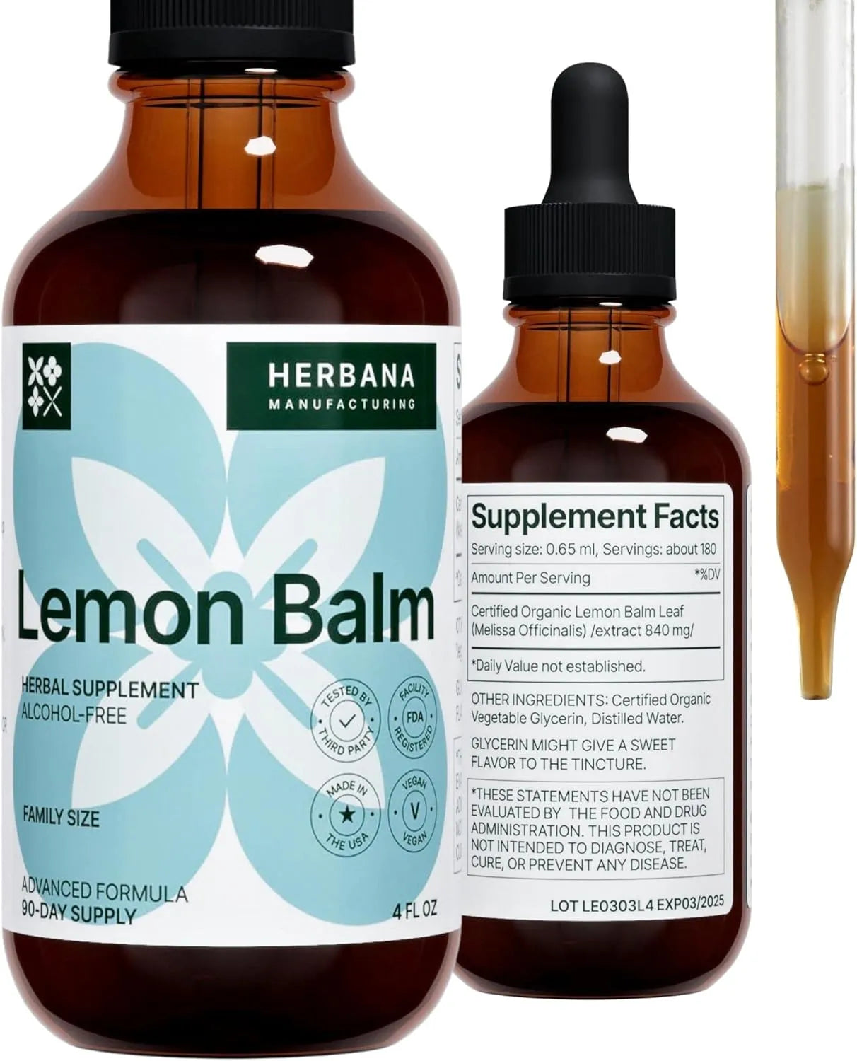 HERBANA - Herbana Lemon Balm Liquid Extract 4 Fl.Oz. - The Red Vitamin MX - Suplementos Alimenticios - {{ shop.shopifyCountryName }}