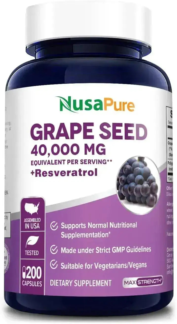 NUSAPURE - NusaPure Grape Seed Extract 40,000Mg. 200 Capsulas - The Red Vitamin MX - Suplementos Alimenticios - {{ shop.shopifyCountryName }}