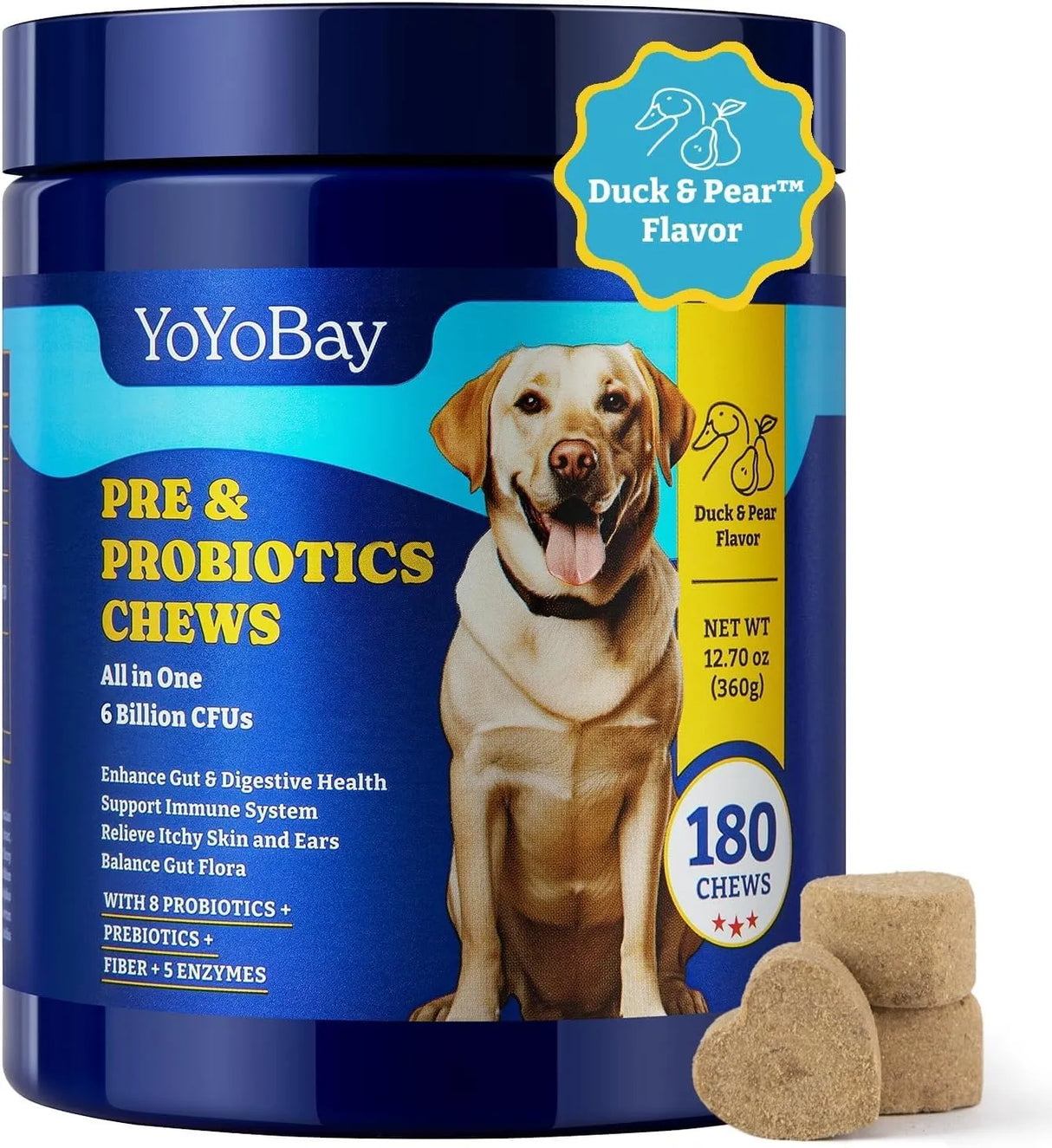 YOYOBAY - YoYoBay Probiotics for Dogs Duck & Pear Flavor 180 Masticables - The Red Vitamin MX - Probióticos Para Perros - {{ shop.shopifyCountryName }}
