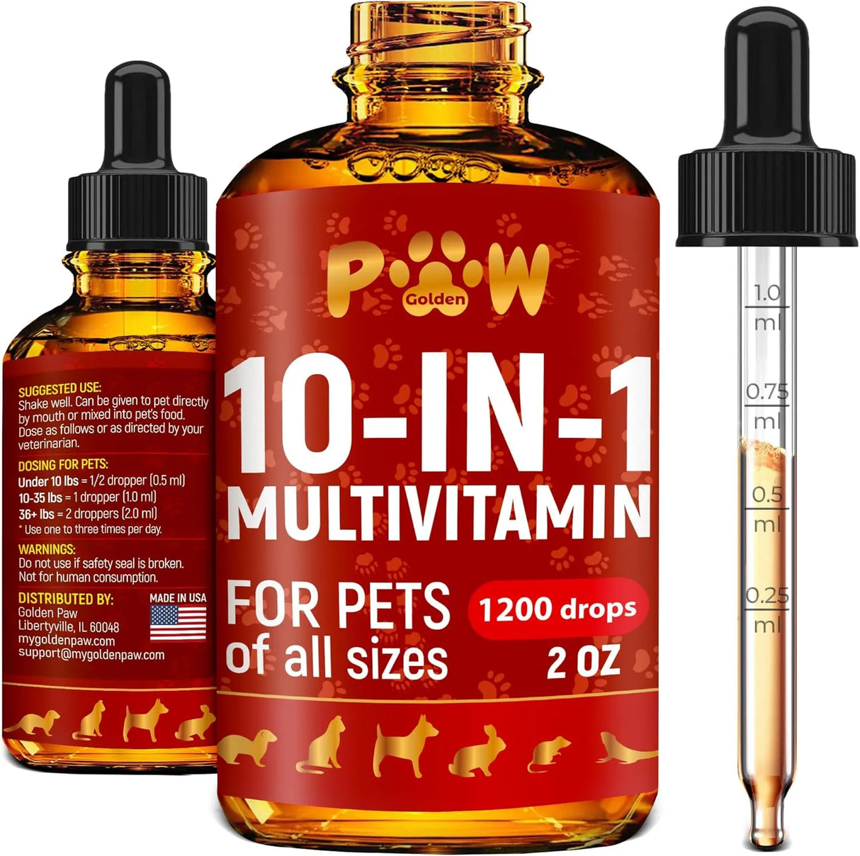 GOLDEN PAW - Golden Paw Liquid Multivitamin for Dogs 2 Fl.Oz. - The Red Vitamin MX - Multivitamínicos Para Perros - {{ shop.shopifyCountryName }}